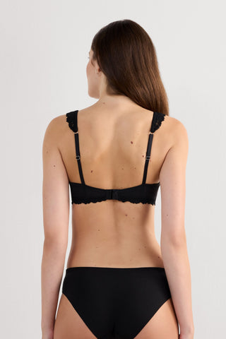 Floral Lace Balconette Bra Romantic Deep V Neckline