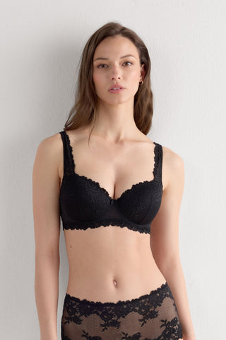 Flower Lace Balconette Bra Feminine Silhouette