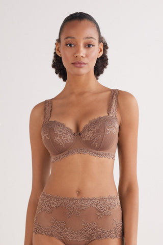 Flower Lace Balconette Bra Feminine Silhouette