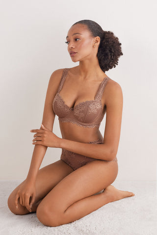 Flower Lace Balconette Bra Feminine Silhouette