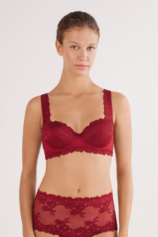 Flower Lace Balconette Bra Feminine Silhouette