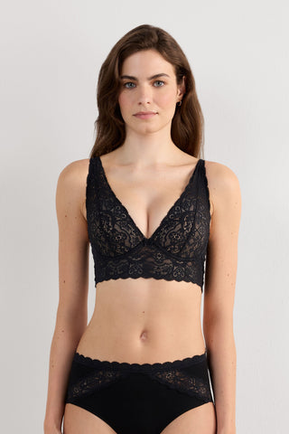 Lace Balconette Bra with Ruffle Detail