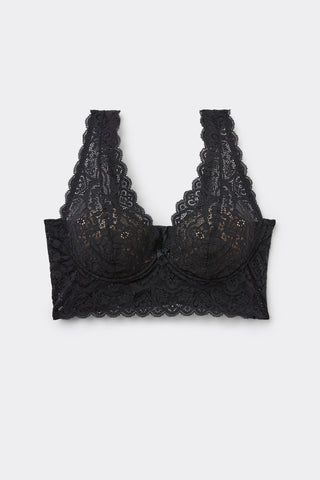 Lace Balconette Bra with Ruffle Detail