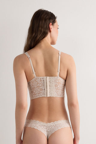 Lace Balconette Bra with Ruffle Detail