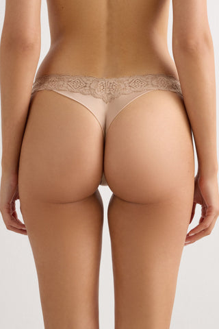 Lace Trimmed Brazilian Soft Microfiber Retro Style