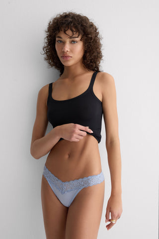 Lace Trimmed Brazilian Soft Microfiber Retro Style