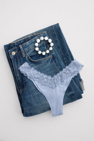 Lace Trimmed Brazilian Soft Microfiber Retro Style