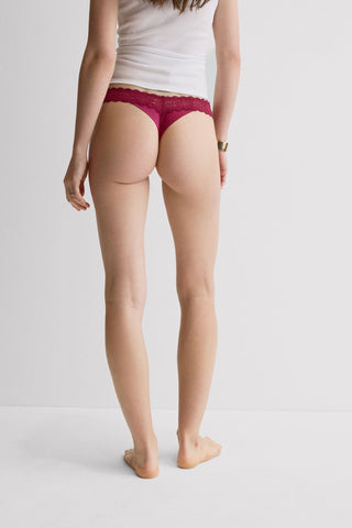 Lace Trimmed Brazilian Soft Microfiber Retro Style