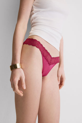 Lace Trimmed Brazilian Soft Microfiber Retro Style