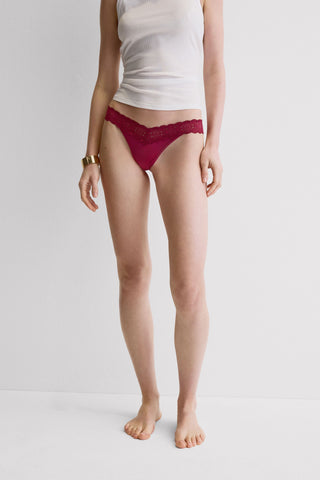 Lace Trimmed Brazilian Soft Microfiber Retro Style