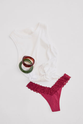 Lace Trimmed Brazilian Soft Microfiber Retro Style