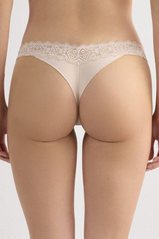 Lace Trimmed Brazilian Soft Microfiber Retro Style