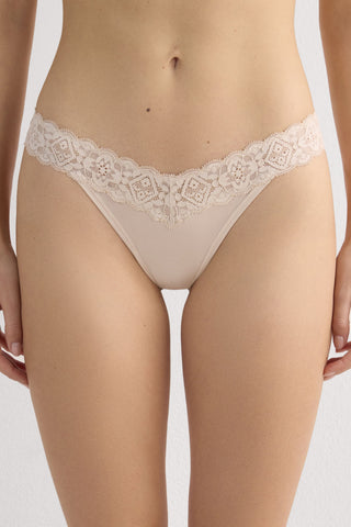 Lace Trimmed Brazilian Soft Microfiber Retro Style