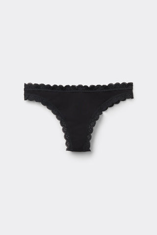 Cotton Lace Trim Brazilian Panties