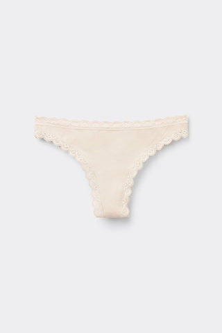 Cotton Lace Trim Brazilian Panties