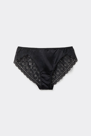 Lace and Silk Bikini Briefs Delicate Feminine Details