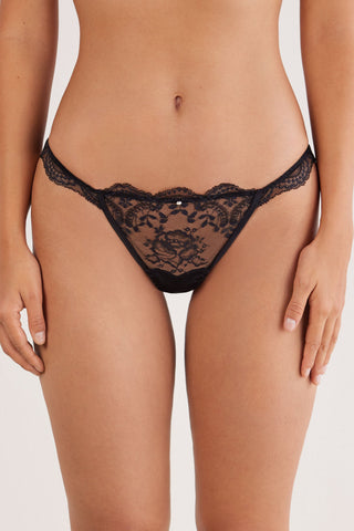 Rose String Thong Lace Elegance