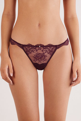 Rose String Thong Lace Elegance