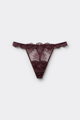 Rose String Thong Lace Elegance